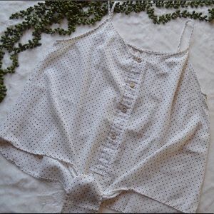 Tie front polka dot blouse